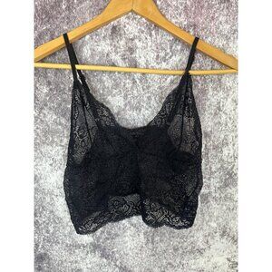 Camisole Women Black Lace Crop Sheer Coquette Goth Dark Fantasy Vintage y2k